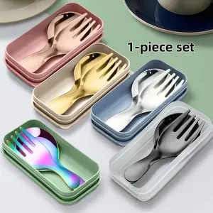Stainless Steel Cutlery Set with Box, Portable Fork and Spoon Combo for Party Travel Picnic, Multi-Functional Round Head Utensils, Portable Tableware Set, Spoons and Forks Set