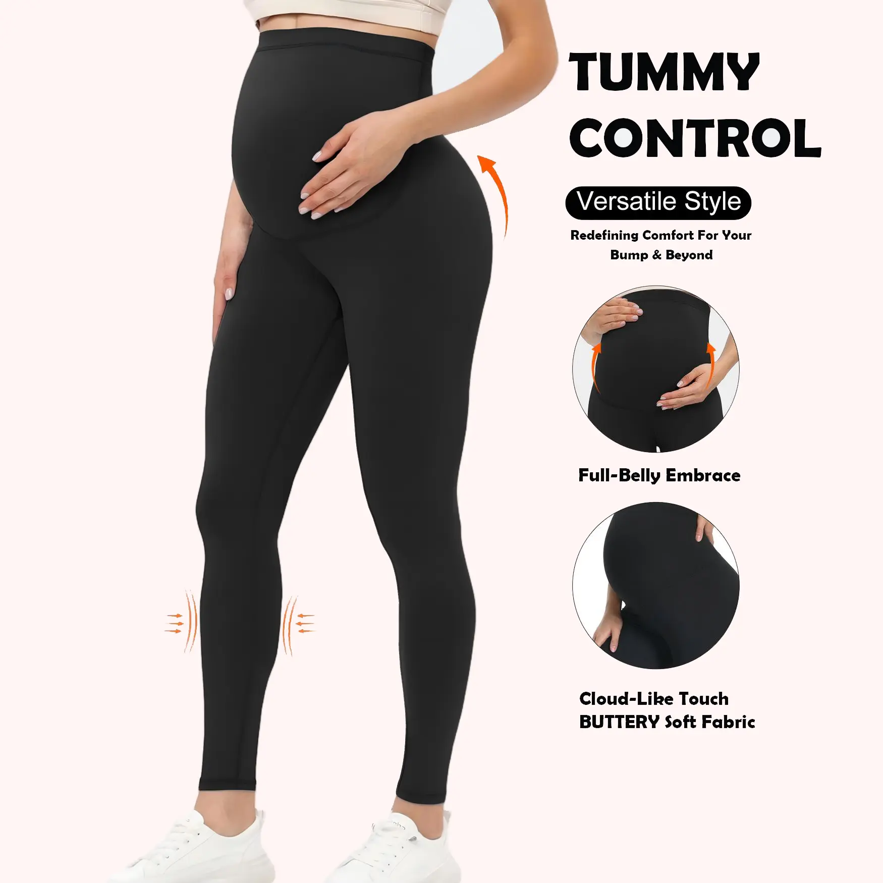 Women's Maternity Leggings Over The Belly High Waisted Yoga Pregnancy Leggings Workout Cuffed Sweatpants Pregnancy Pants Activewear for Women in Black Color,travel essentials,camping essentials