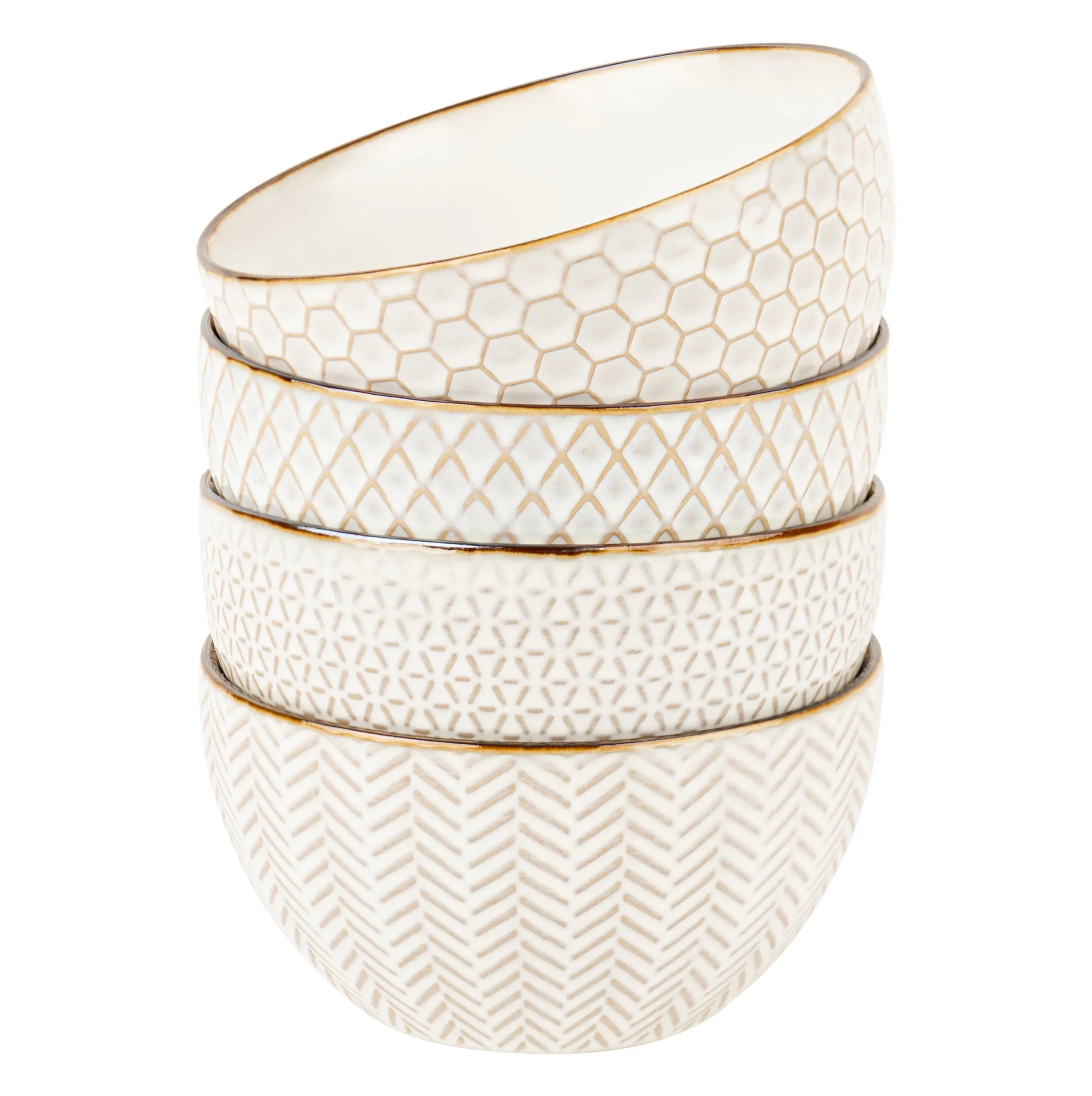 KOOK Ceramic Cereal Bowls - 22 oz Tableware Set of 4, Narbonne Collection