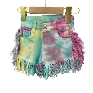 Girls' Western Leopard Print Denim Youth Shorts - Cute, Lightweight, Durable, C13-20 Style, Casual Comfy Jeans Bottoms, Kids' Clothes, Sizes 3/6M to 10-12T
