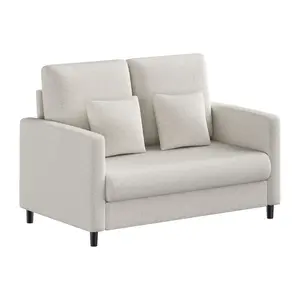Plush Fabric Loveseat with High Weight Capacity, Easy Assembly Compact Sofa for Small Spaces, Living Room Couch with Coiled Cushion Support