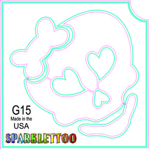 212 MAIN Ruby Red Glitter Tattoo Stencil (G15-2) - 100-Pack, 2x2 in 2-Ply Stencil, Girl Skull Design, Glitter Finish, Children-Safe, FDA-Compliant Men's Costume Accessory Face Art Tool