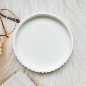 Round Bathroom Counter Tray, Silicone Vanity Tray, Soap Dispenser Tray, Desktop Tray for Perfume, Key, Jewelry, Home Decor Supplies