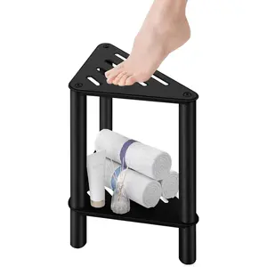 Shower Foot Rest, Shower Stool for Inside Shower, Stainless Steel  Shower Stool for Shaving  - Corner Bathroom Bench Seat with Storage Shelf for Small Shower Spaces