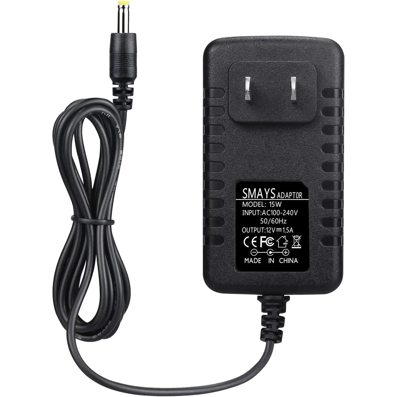 15W Wall Charger Replacement Power Cord with AC Input, DC Output, Overload Protection, 5ft DC Adapter Plug for Alexa Echo Dot 3rd/4th Gen, Echo Show 5 1st/2nd Gen, Dot with Clock, Fire TV Cube, Power Plug