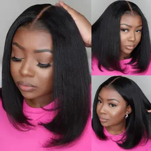 NC Hair Glueless Bob Wig Human Hair 13x4 HD Lace Front Straight Wig Pre Plucked 180% Density