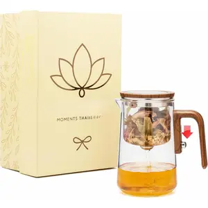 Enchanti  Pot - Modern Glass Infuser Teapot - Water Separation Magic Teapot with Heat-Resistant Handle - Elegant  Box & Writable Card -  for Loose Leaf  - 800 ML (27oz)