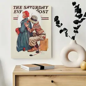 Framed [2D Flat] 1pc  Norman Rockwell "She'S My Baby" 1927 Illustration Art Poster - Vintage Canvas Wall Art, es, Ideal for Bedroom Decor, Featuring Boy  Slicker Scene, Bedroom Wall Art | Vintage Illustration |  Poster, Vintage Wall Art