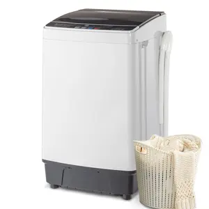 【Father's Day Gift】 ZOKOP XQB82-6C08 Full-Automatic Washing Machine Top Load Portable Compact Laundry Washer Spin with Drain Pump,10 programs 8 Water Level Selections with LED Display 17.8 Lbs Capacity, black