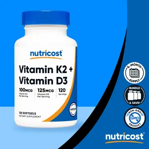 Nutricost Vitamin K2 + Vitamin D3 Softgels - Nutritional Health Supplement