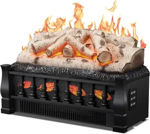 RW FLAME Electric Fireplace Insert Log Set Heater, 750W/1500W Adjustable 5 Flames,  21" Vintage Design Portable Freestanding Fireplace Log Heater, Overheated Protection, Realistic Ember Bed for Home and Office, Remote Control,