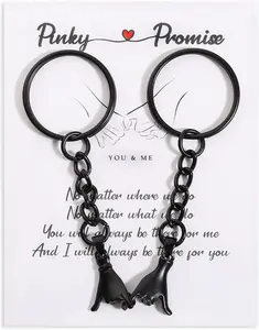 2Pcs Pinky Promise Keychains for Couples, Valentine Gifts for Girlfriend Boyfriend Best Friends, Bff Friendship Keychains, Halloween Gifts Keychains