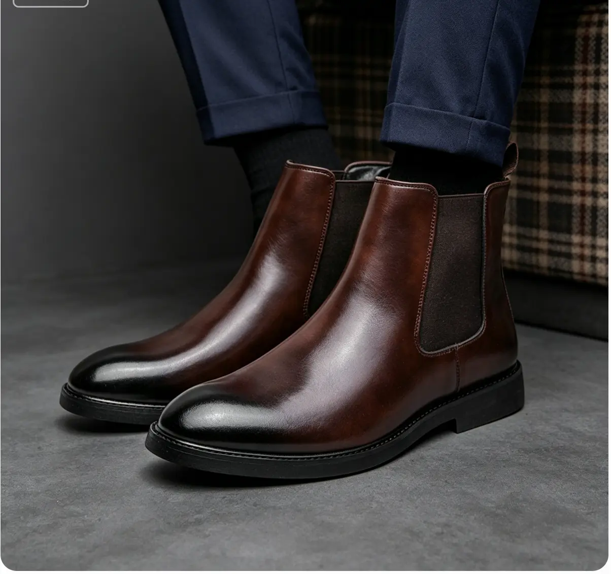 Men’s dress boots, genuine leather short boots, classic casual Oxford-style footwear for men