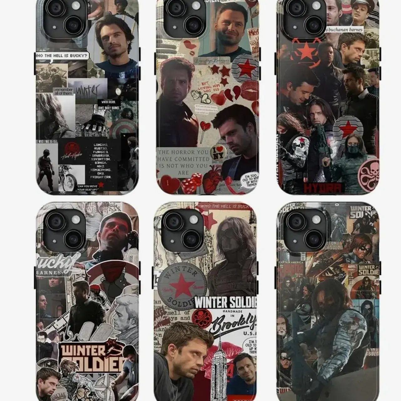 6 Styles Bucky Barnes Winter Soldier Trigger Words Phone Case, Super Winter Soldier Falcon Inspired Modern Comic Action Case For iPhone 15 14 13 12 11 Pro Max 8 Plus X, Samsung Galaxy S24 S23 S22 S21