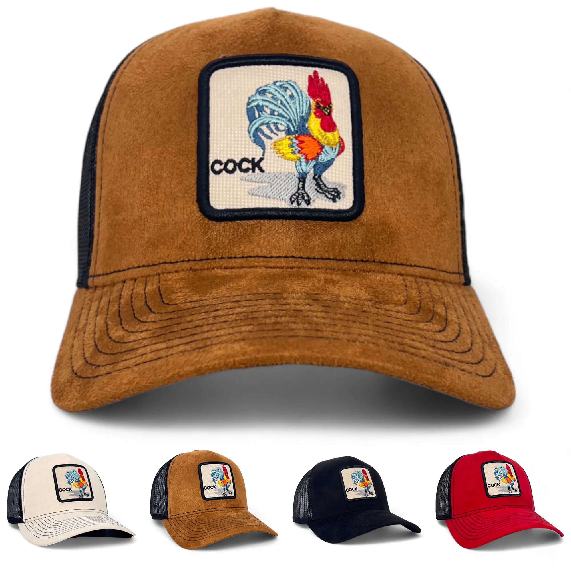 Baseball Cap Snapback Adjustable Suede Hat Animal Patch Mesh Trucker Hats