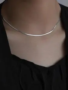 Summer 2024 1 Piece Men's & Women Simple Street Aesthetic Hip Hop Stainless Steel Snake Bone Chain Popular Necklace, Minimalist Design Herringbone Chain Necklace, Gift for Couples