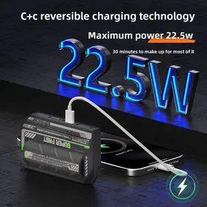 New High-Speed Mecha Bullet-Changing Power Bank with Built-in Charging Cable 22.5W Super Fast Charging Portable Charger for On-the-Go Charging