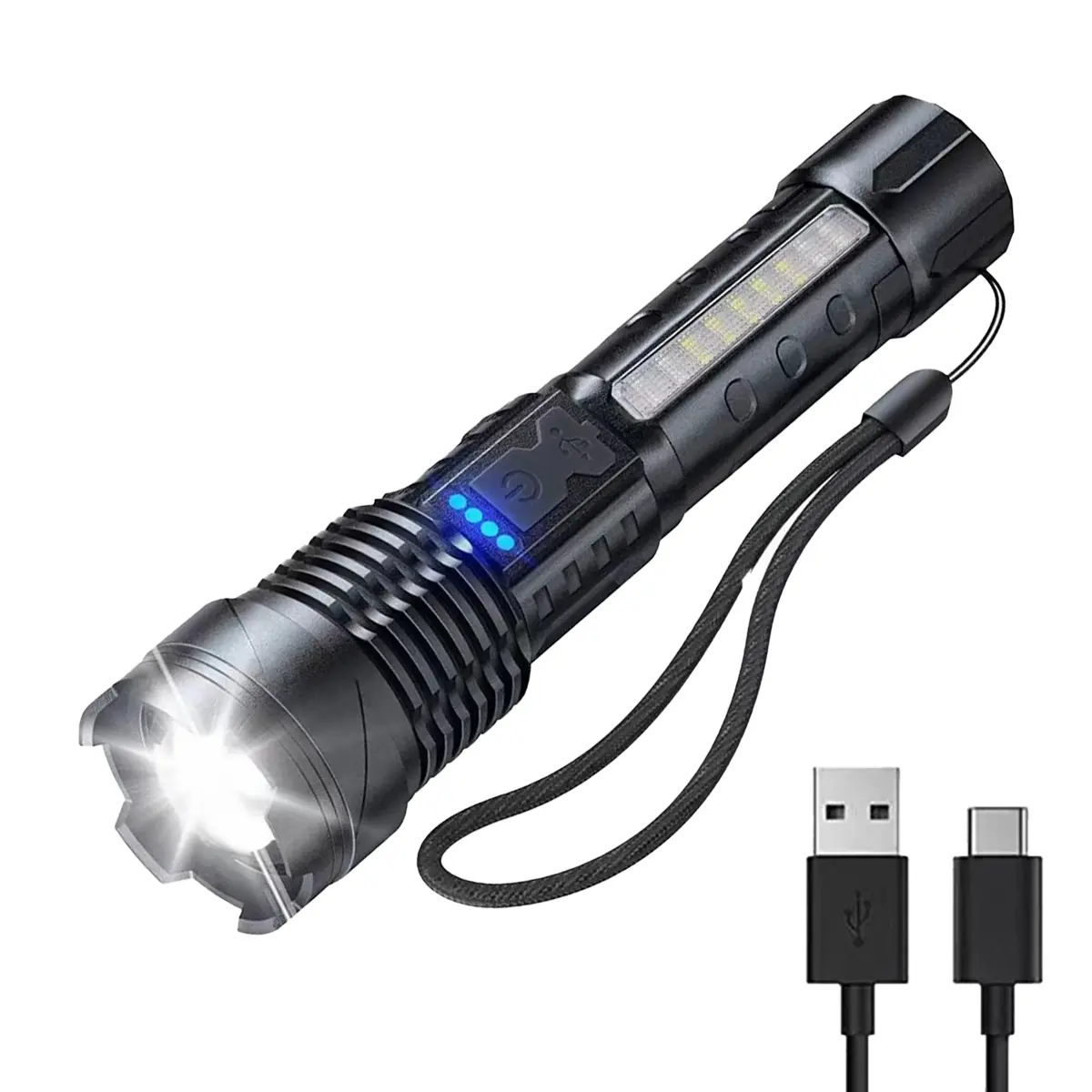 Rechargeable LED Flashlight - High Lumen Super Bright with 7 Modes & USB-C | Waterproof for Camping, Outdoor, Home, Emergency Use