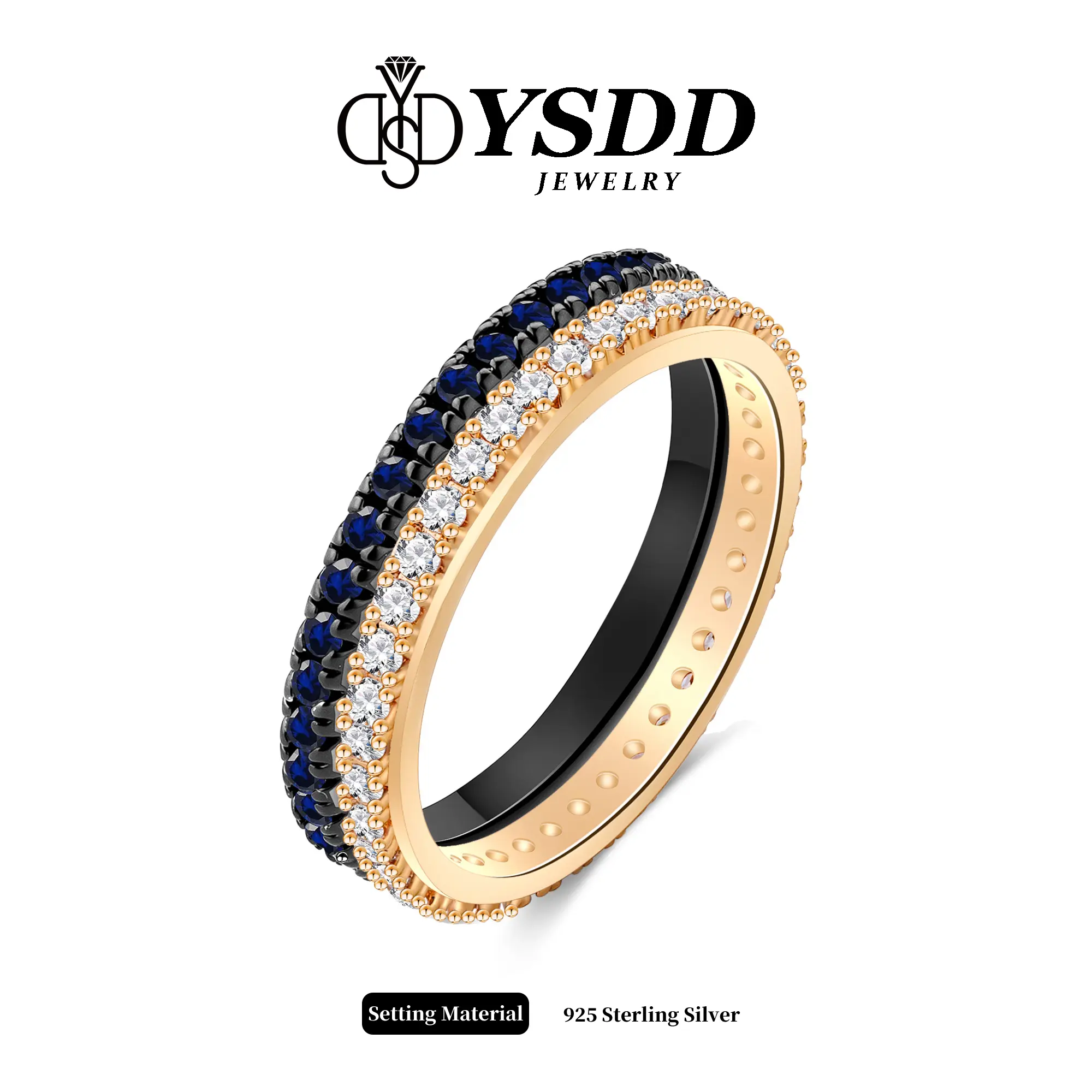 s925 Black & Rose Gold