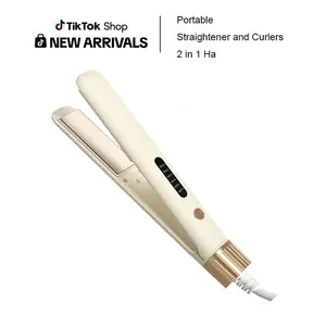 2 in 1 Flat Iron and  Iron, 1 Inch Professional Travel Flat Iron, Portable Straightener and Curlers with 10s Heat Up,Hair Straightening Ionic Fast Heating Hair Tools, Micro Curling