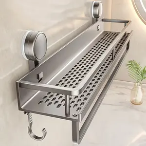 1 piece heavy-duty rust proof shower rack - bathroom storage rack with towel hook, saving space, no need to drill holes for installation, suitable for bathroom, shower or kitchen, Bathroom Organizing Accessories - modern bathroom decoration