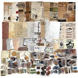 Vintage Scrapbook Sticker Set 260pcs Retro Accessories for Journaling Crafting 80 Washi 120 Papers 40 PET 20 Cards Writing Correspondence Theme