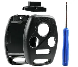 Cutting NOT Required - Key Fob Keyless Entry Remote Shell Case & Pad fits Honda 2003-2012 Accord / 2006-2013 Civic EX / 2009-2015 Pilot /2005-2006 CR-V