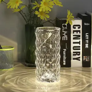 Artificial Crystal Table Lamp, RGB Color Changing Rose Diamond Table Light with Remote Control, USB Charging Touch Sensor Ambient Lighting, Room Accessories, Room Decor