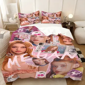 3Pc,Megan Skiendiel theme Bedding three-piece set, quilt cover and pillowcase, suitable for all seasons, ideal for homes and rooms, the best gift for parties, 1 quilt cover + 2 pillowcases (excluding core), Modern bedding set