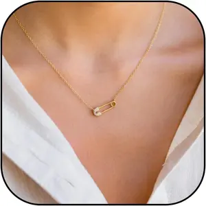 Safety Pin Necklace Paperclip Chain Necklace Gold Charm Necklace for Women Trendy Christmas Gifts Stocking Stuffers for Women
