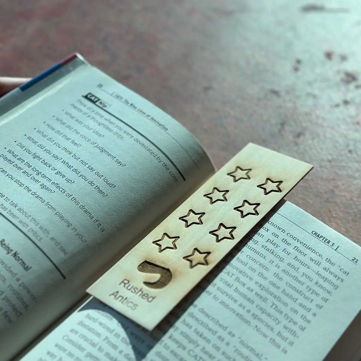 Wooden Star Laser Etched Bookmark by Rushed Antics