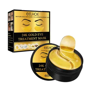 24K Gold Eye Treatment Mask with Collagen, Hyaluronic Acid and Niacinamide, Anti-Aging Under Eye Patches for Dark Circles, Puffiness and Fine Lines, Hydrating and Firming Treatment, 60 Pieces