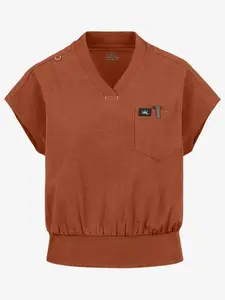 koi Solis Trinity Women's 1-Pocket STRETCH Banded Bottom Split V-Neck Scrub Top