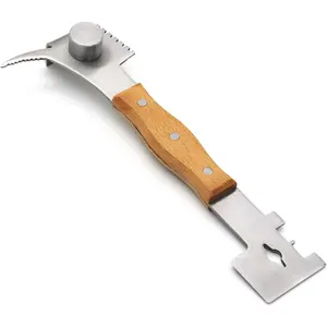Multifunction Hive Scraper Tool with Wooden Handle - Beekeeping Equipment Bee Hive Hand Tool for Beekeeper