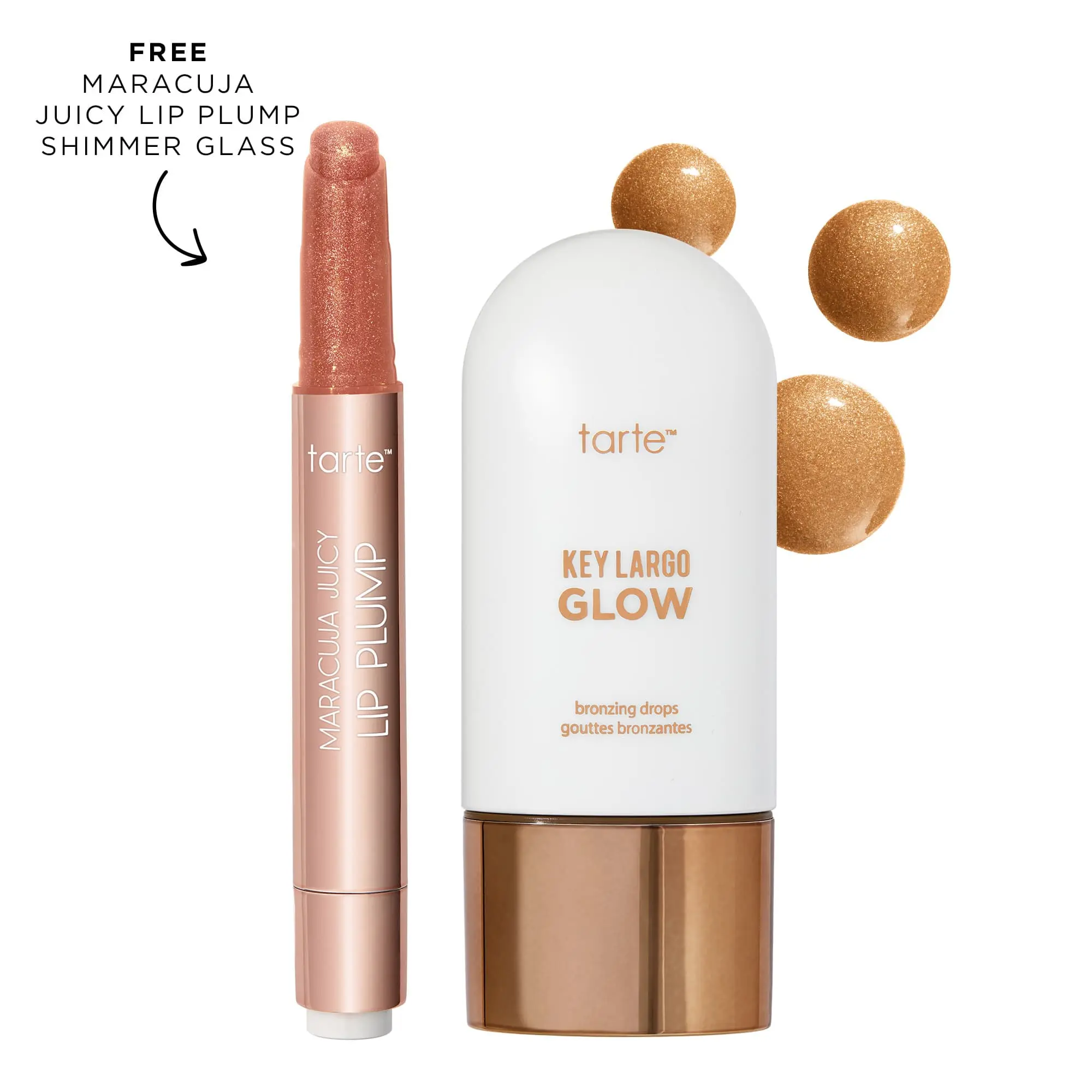 tarte maracuja juicy shimmer plump and bronzing drops