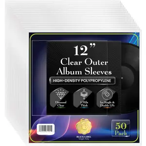 Vinyl Record Outer Sleeves for 12" LPs, 3 mils Thick,  Heavyweight Record Cover Protectors, High-Density  Clear Polypropylene, 12.75" x 12.75",(50 Pack)
