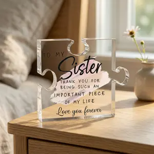 Acrylic material Sisters Acrylic Jigsaw Plaque Custom Friendship Keepsake Assemblable 2D Puzzle Photography Prop Sentimental Gift for Sisters Best Friends Birthdays Weddings Thanksgiving Christmas