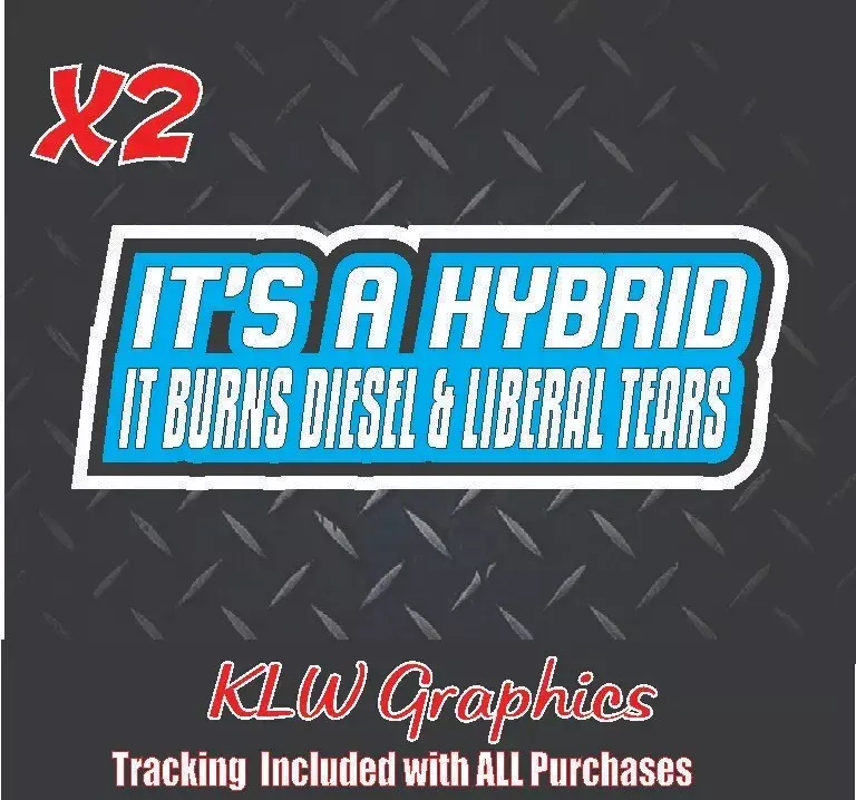Hybrid Burns Diesel Liberal Tears Light Blue Black White Full Color Decal Sticker Turbo Diesel Truck Crew Cab Felon 2024 Liberal Tears