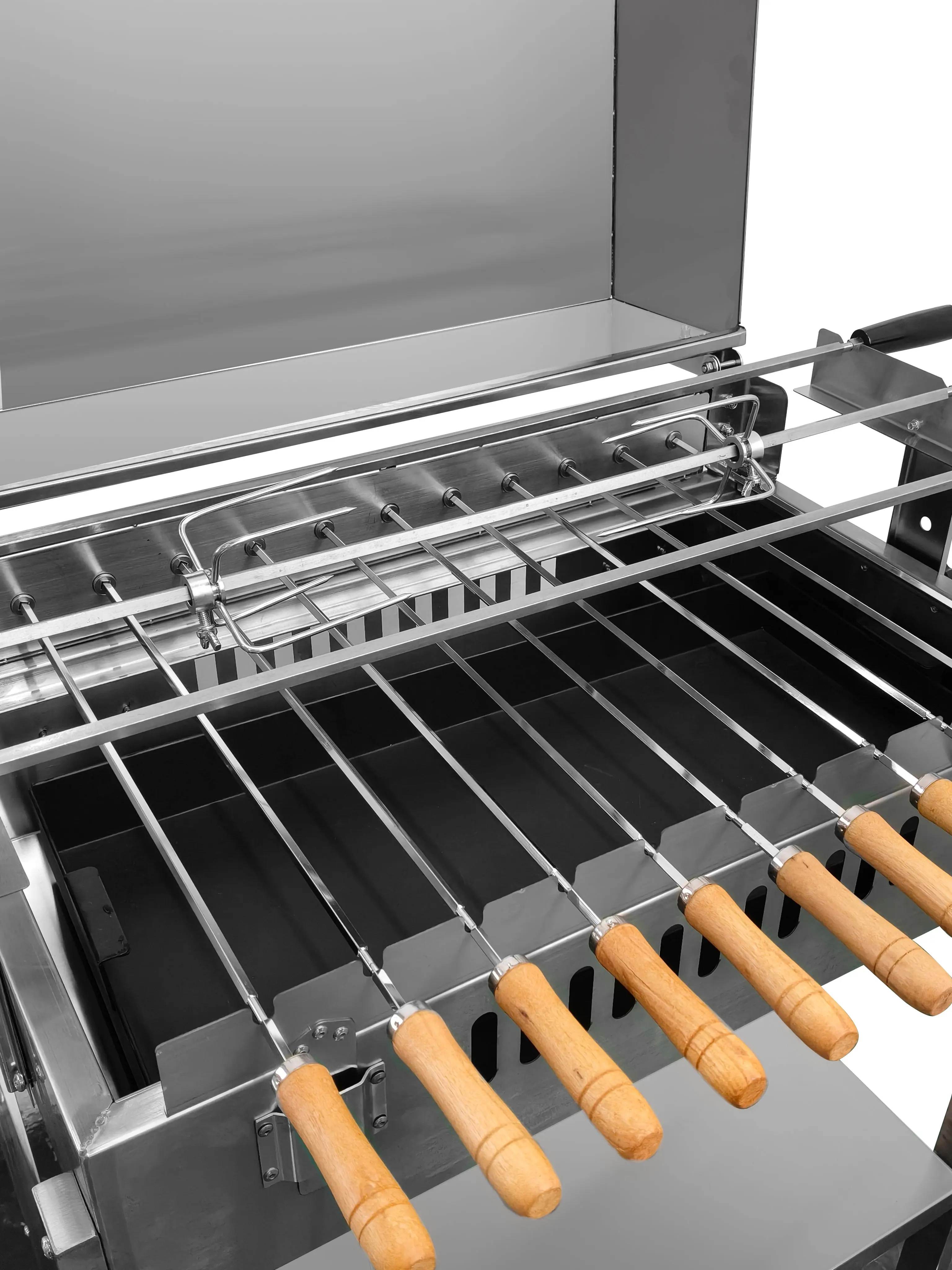 11-Piece Stainless Steel Skewer Kit with Wooden Handles