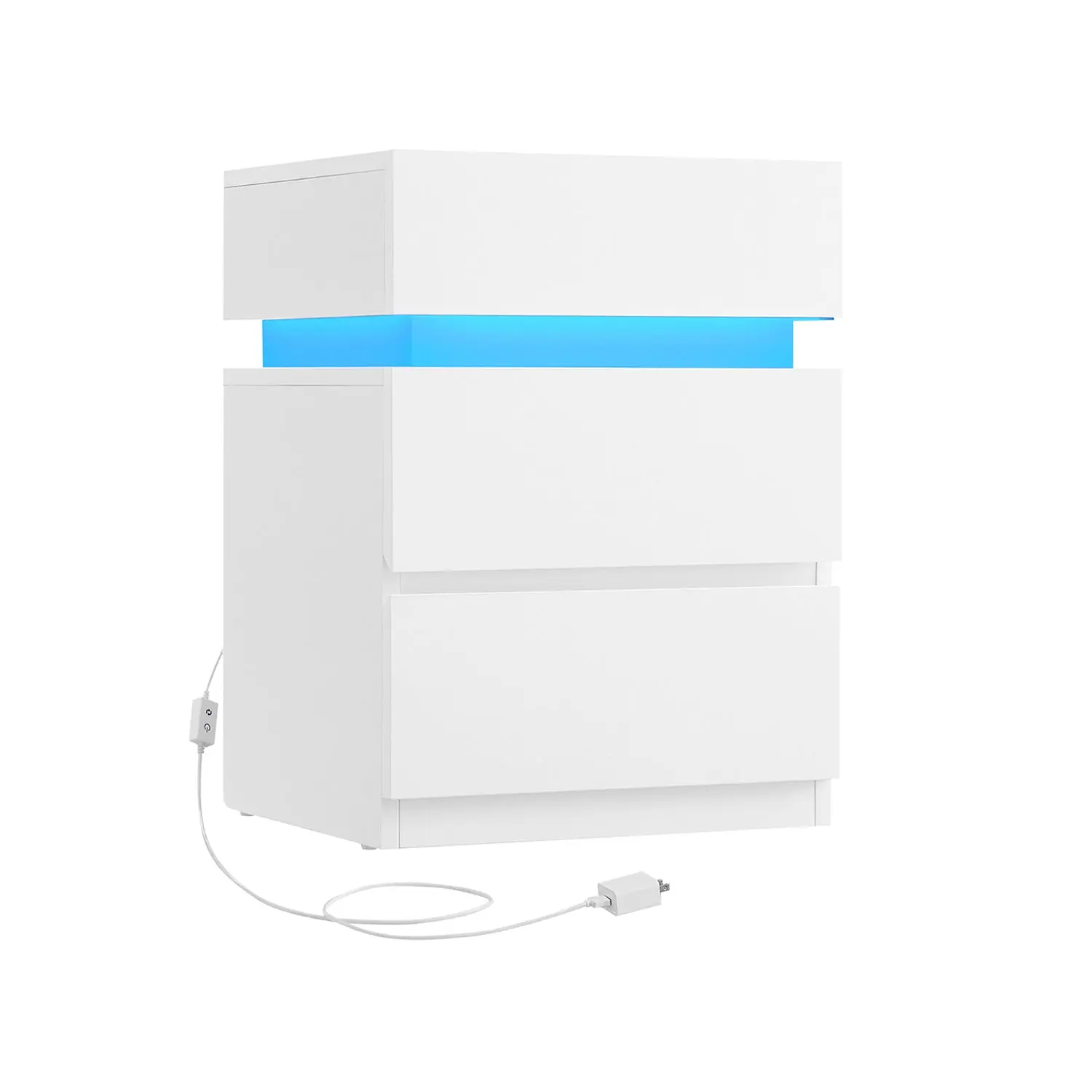 VASAGLE Black Modern Nightstand Kit with Adjustable Colorshift LED Mood Light, 3-Drawer Bedroom Bedside Table, Home Organizer Side Table, Assembly Required