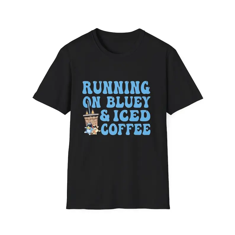 Bluey And Iced Coffee Running Unisex Softstyle Shirt