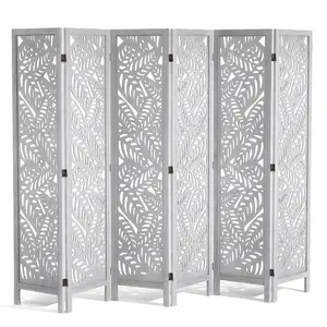 VEVOR Wood Room Divider, 6 Panel Wood Folding Privacy Screen, 66.9 Inches Tall Indoor Carved Partition Divider, Portable Decoration Screen, for Room Separation, Home, Office, Restaurant & Bedroom