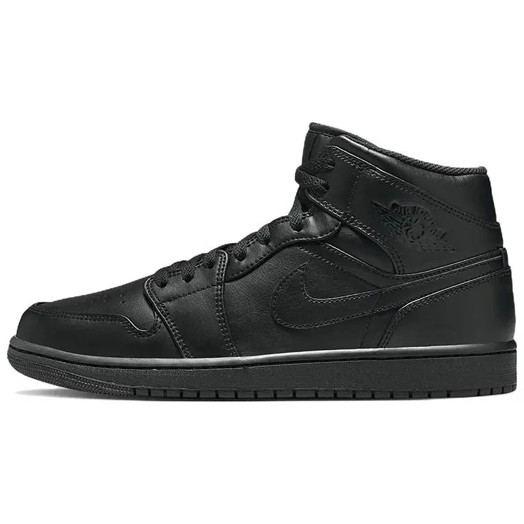 Jordan 1 Mid Triple Black Retro Basketball Shoes Men's 554724-093