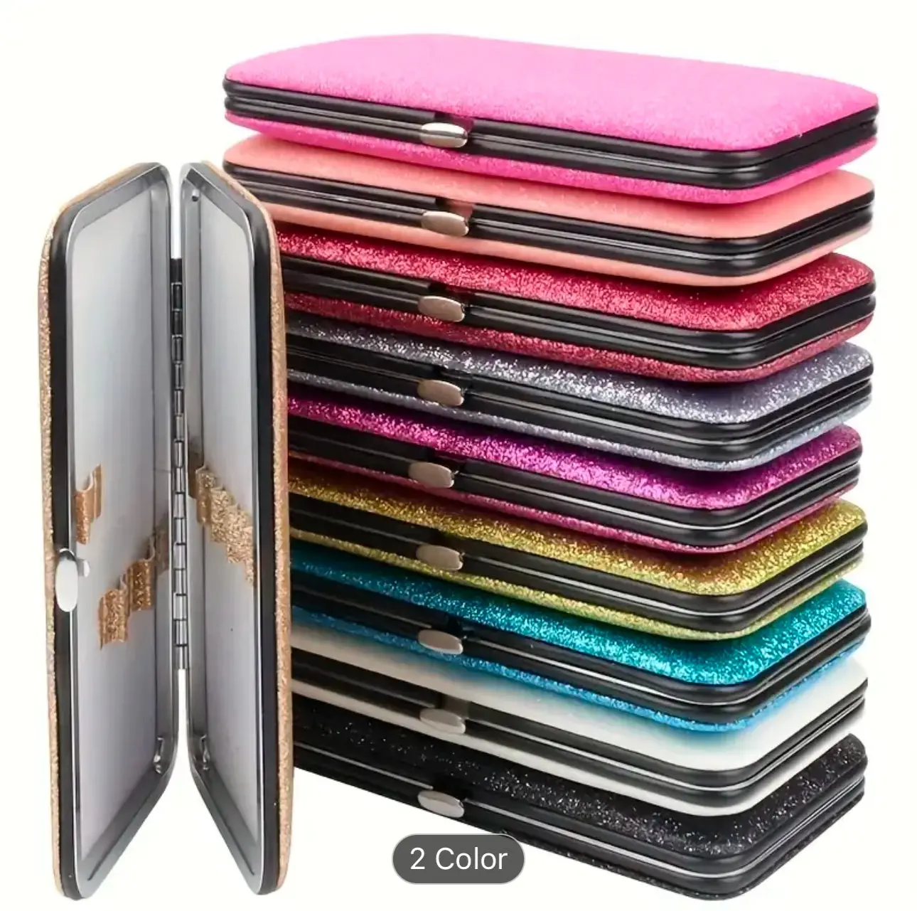 Sparkly Glitter Lash Tweezer Case, Protective Storage Organizer for Eyelash Extensions and Cosmetics Makeup Tool