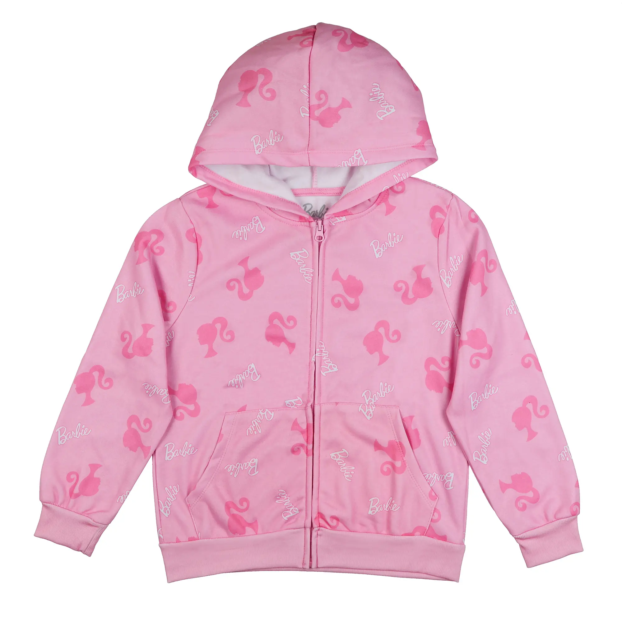Barbie Hoodie Girls' Logo Design Full-Zip Hooded Sweatshirt