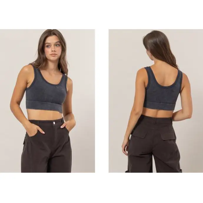 Rib Crop Tank- Acid Wash