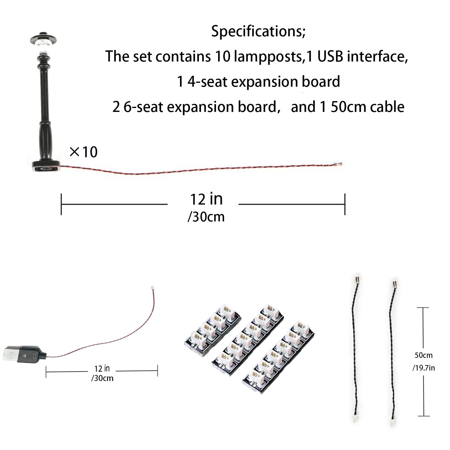 LYBMTWF 10PCS LED Street Light Kit for Building Blocks – Battery Operated USB City Lamp Post Accessories Warm Light DIY Upgrade for Display Case Diorama Mini Bricks