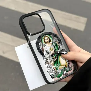 San Judas Pattern Clear Magnetic Phone Case , Compatible with MagSafe Silicone Bumper Protective Cover For iPhone X XS 11 12 13 14 15 16 17 Pro Max Plus Air