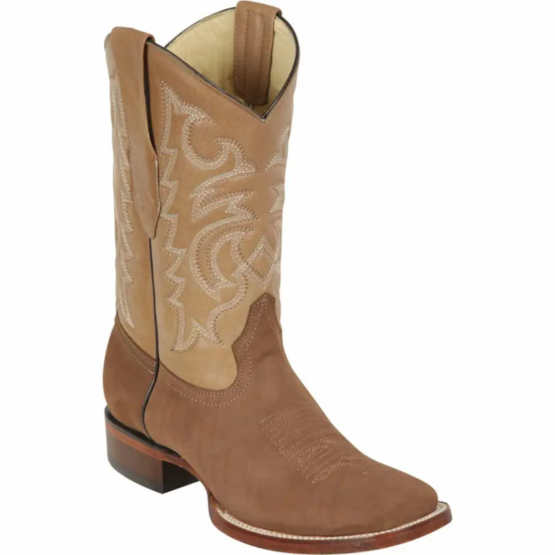 Los Altos Nubuck Taupe Rodeo Square Toe Cowboy Boot