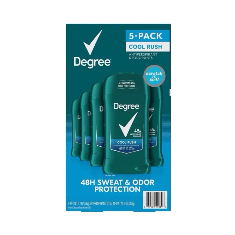 Degree Men Cool Rush Antiperspirant Deodorant 48-Hour Sweat & Odor Protection 2.7 oz 5 pk Arctic Freshness